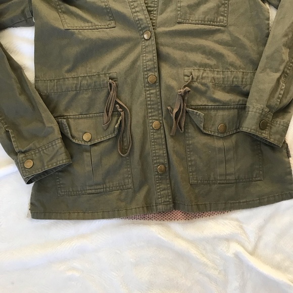 Blu Pepper Utility Jacket Green w/ Aztec Print - Picture 2 of 8